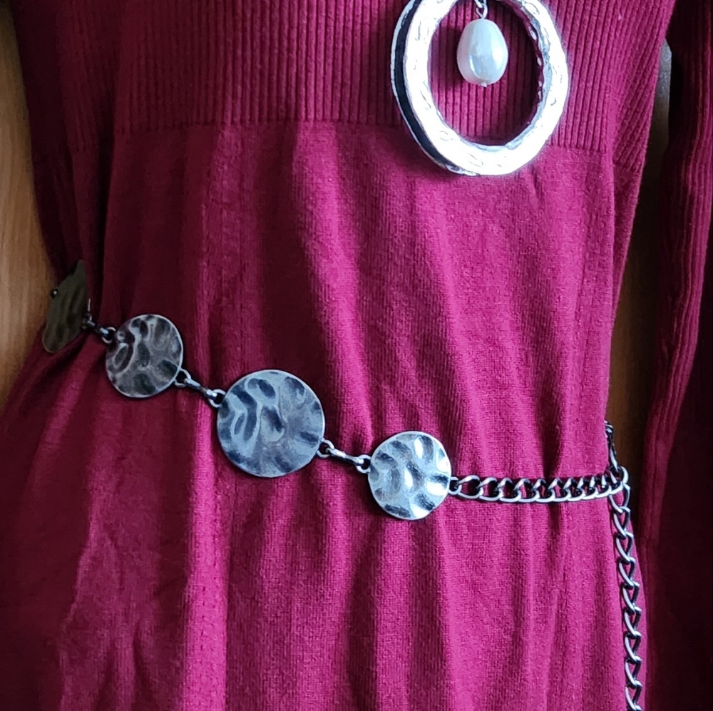 Silver Tone Metal Chain Belt